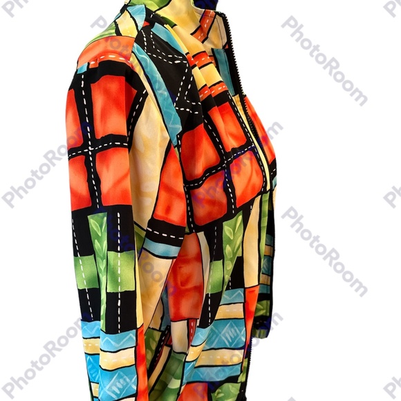 Draper's & Damon's Womens Neon Pattern Zip Jacket Size PP (0-2) - Picture 1 of 7